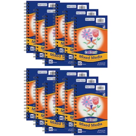 Prang Mixed Media Art Journal, Heavyweight, 8-1/2in. x 5-1/2in., 80 Sheets Per Journal, 12PK P2362